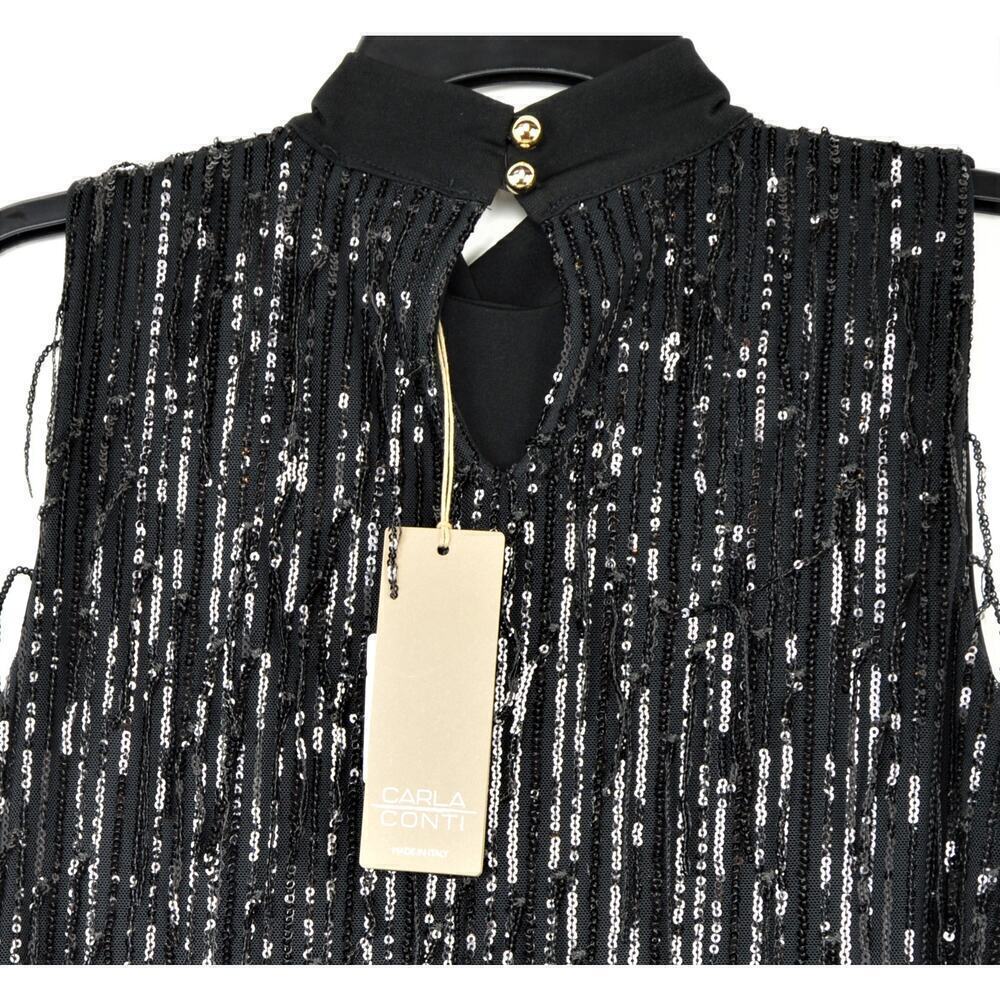 New Carla Conti Made in Italy Sequin Fringe Retro Cocktail Party Mini Dress - Picture 7 of 9